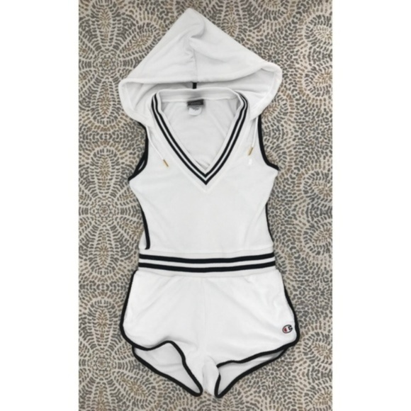 Champion Pants - Champion White Terry Cloth Romper